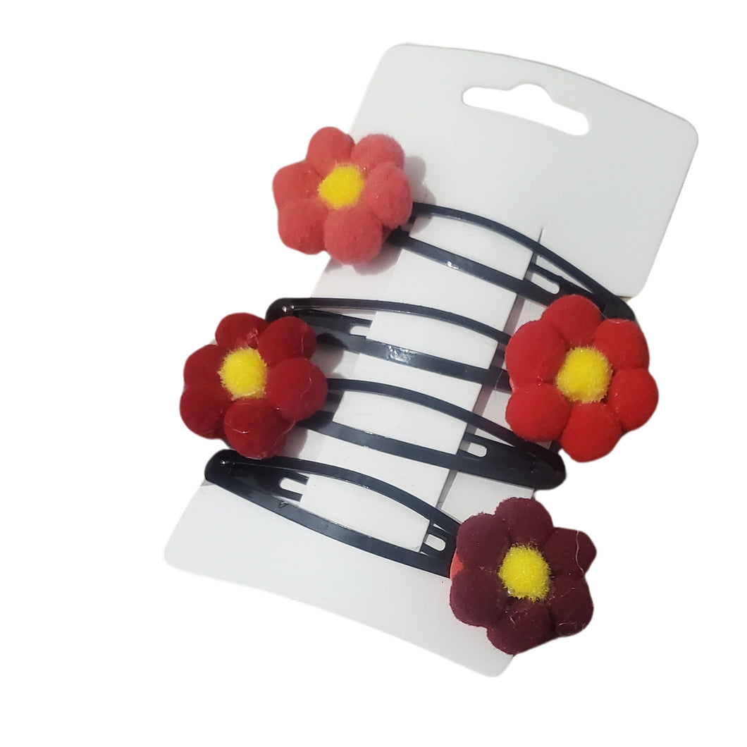 Accesorii de Par Set 4 Agrafe Clame Tic-Tac Fetite Margarete Rosii-Visinii