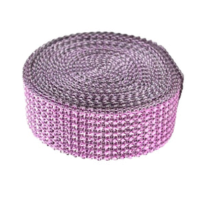 Banda Panglica cu Strasuri Decorativa de Lipit Aplicat din Acril 8 Siruri Rhinestones Roz-Mov Pal 1 m 100 cm