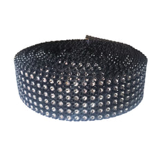 Încărcați imaginea în Galerie, Banda Panglica cu Strasuri Decorativa de Lipit Aplicat din Acril 6 Siruri Rhinestones Negru-Argintiu 1 m de Cusuta