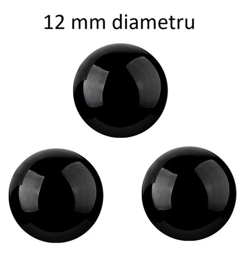 Cabochon Pietre Semipretioase Caboson din Onix Negru Natural Rotund 12 mm 1 buc