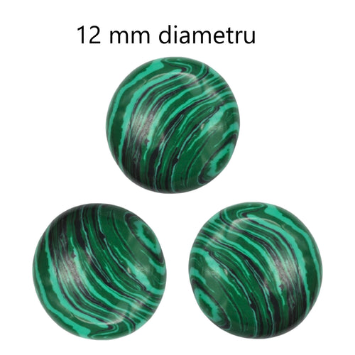 Cabochon Pietre Semipretioase Caboson din Malachit Verde-Negru Natural Rotund 12 mm 1 buc diametru piatra semipretioasa