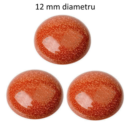 Cabochon Pietre Semipretioase Caboson din Piatra Soarelui Maro Rotund 12 mm 1 buc buton aplatizat