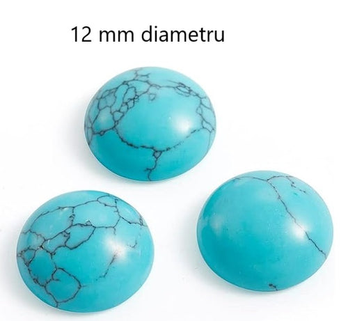 Cabochon Pietre Semipretioase Caboson din Turcoaz Albastru Reconstittuit Rotund 12 mm 1 buc