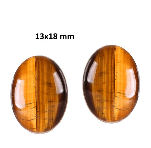 Bijuterii Set de Cercei Butoni Huggy Cabochon Oval din Piatra Semi-Pretioasa Ochi de Tigru 15x18 mm