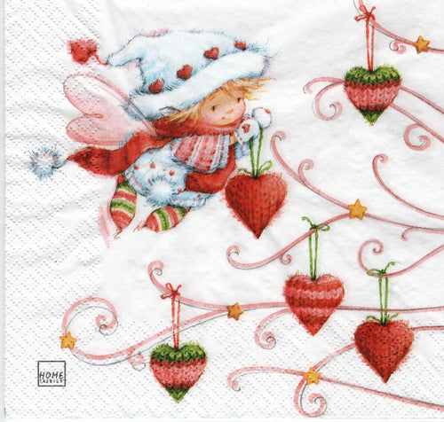 Servetel de Colectie Craciun pentru Tehnica Decoupage Colectionari Micul Inima Elf Zana 33x33 cm