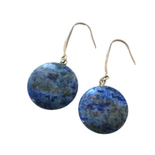 Încărcați imaginea în Galerie, Bijuterii Set de Cercei Atarnatori Cabochon Rotund din Piatra Semi-Pretioasa Lapis Lazuli Albastru 20 mm cadou doamne femei ziua mamei