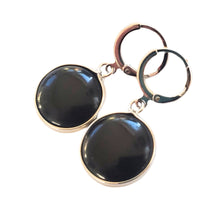 Încărcați imaginea în Galerie, Bijuterii Set de Cercei Atarnatori Cabochon Rotund din Piatra Semipretioasa Onix Negru Rotund Montura 18x18 mm pietre semipretioase