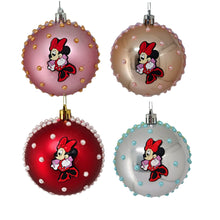 Încărcați imaginea în Galerie, Set Globuri de Craciun Disney pentru Copii Brad Pom Minnie Mouse Red Book  4 buc 8 cm