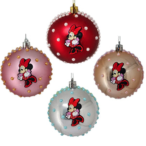 Set Globuri de Craciun Disney pentru Copii Brad Pom Minnie Mouse Red Book  4 buc 8 cm Rosie Fetite