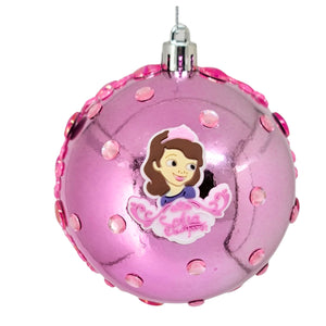 Set Globuri de Craciun Disney pentru Copii Brad Pom Printesa Sofia Intai the First 4 buc 8 cm Roz