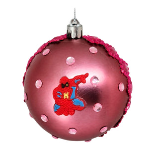 Set Globuri de Craciun Disney pentru Copii Brad Pom Superhero Spiderman Red Omul Paianjen 4 buc 8 cm Roz