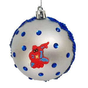 Set Globuri de Craciun Disney pentru Copii Brad Pom Superhero Spiderman Red Omul Paianjen 4 buc 8 cm Argintiu