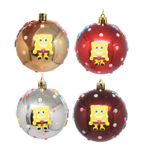 Set Globuri de Craciun Disney pentru Copii Brad Pom Sponge Bob Pantaloni Patrati Buretel 4 buc 8 cm Sarbatori