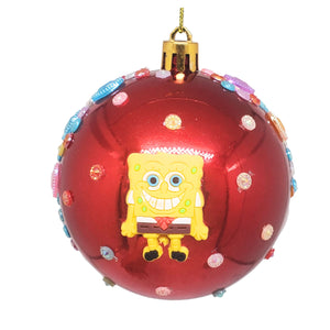 Set Globuri de Craciun Disney pentru Copii Brad Pom Sponge Bob Pantaloni Patrati Buretel 4 buc 8 cm Rosii