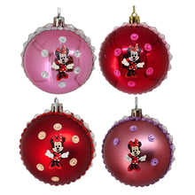 Încărcați imaginea în Galerie, Set Globuri de Craciun Disney pentru Copii Brad Pom Minnie Mouse Red Happy 4 buc 8 cm Rosie