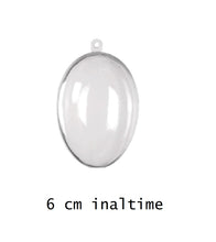 Încărcați imaginea în Galerie, Glob Plastic Doua Jumatati Acril Ou Oval Transparent Blank Nedecorat de Craciun 6 cm 60 mm