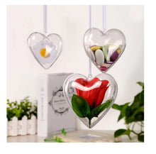 Încărcați imaginea în Galerie, Ornament Glob din Plastic 2 Jumatati pentru Craciun Model Inima Transparent Blank Nedecorat de Craciun 9.50 cm 95 mm cadou iarna