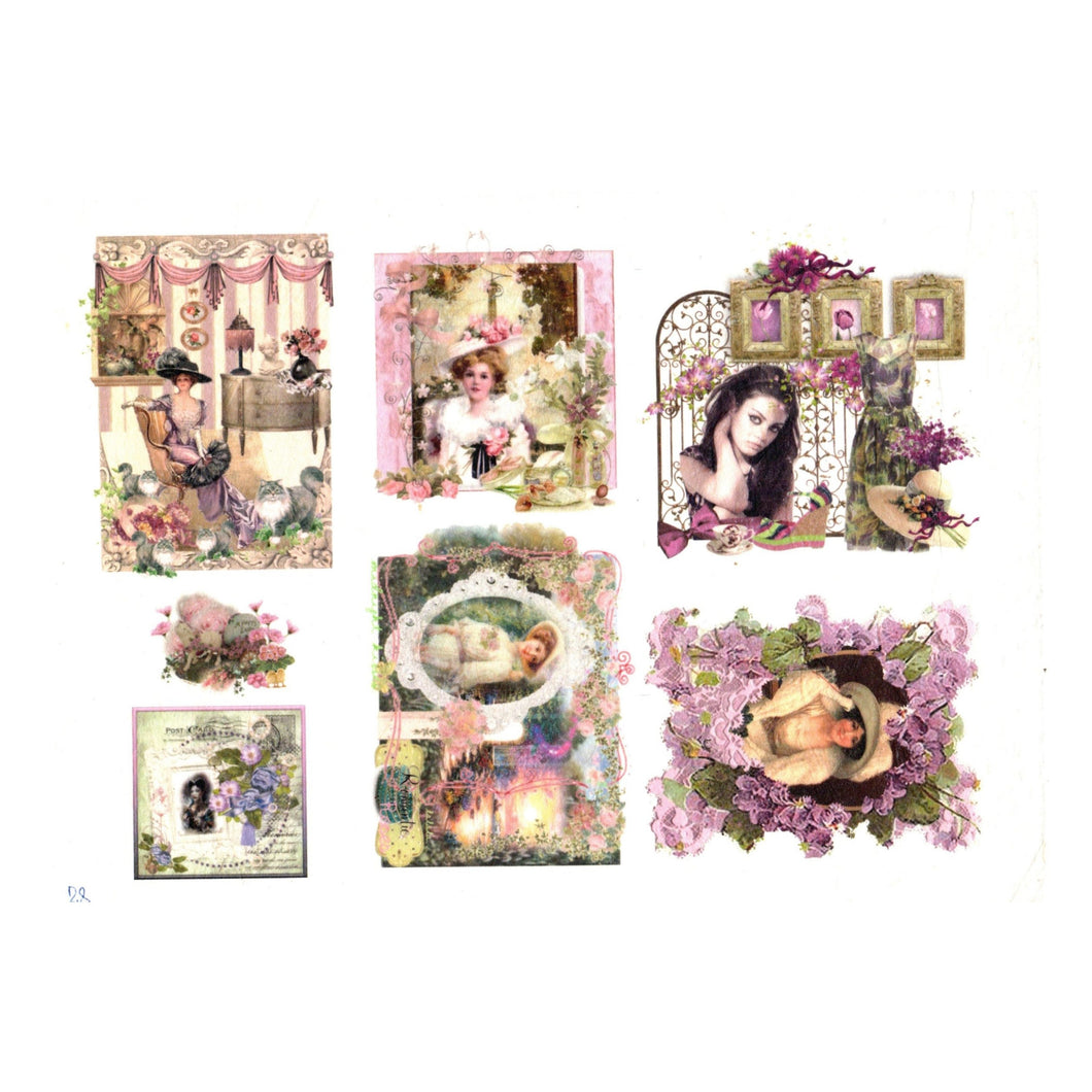 Hartie de Orez A4 pentru Tehnica Decoupage de Servetel Hobby Craft Handmade Colaj Vintage Mov-Magenta A4