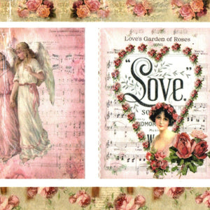 Hartie de Orez A4 pentru Tehnica Decoupage de Servetel Hobby Craft Handmade Dragoste Roz de Ingeri A4 Muzica Love Trandafiri