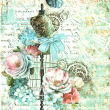 Încărcați imaginea în Galerie, Hartie de Orez A4 pentru Tehnica Decoupage de Servetel Hobby Craft Handmade Rochie Shabby Chic Roses A4 carte postala