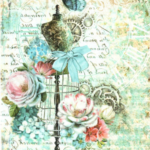 Hartie de Orez A4 pentru Tehnica Decoupage de Servetel Hobby Craft Handmade Rochie Shabby Chic Roses A4 carte postala