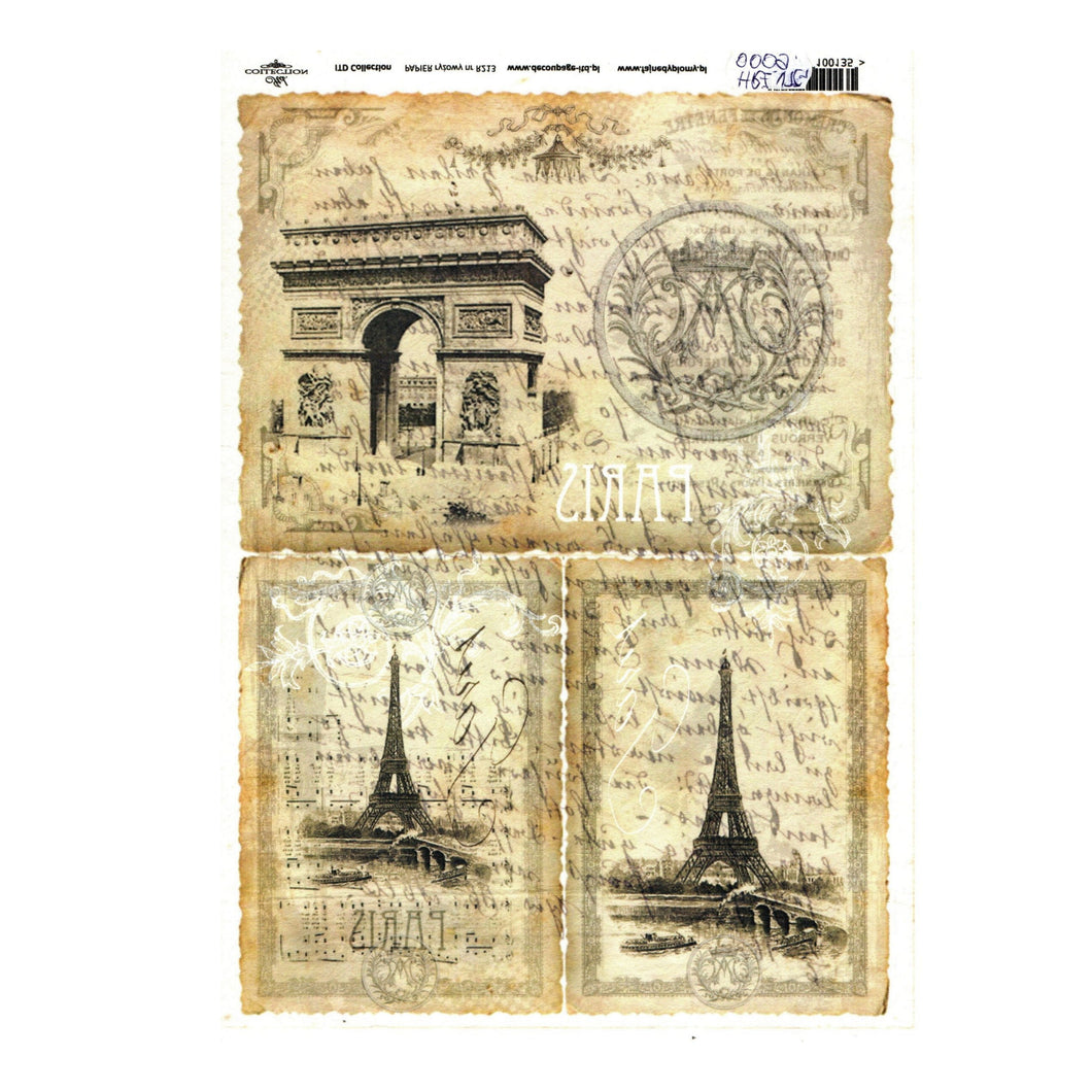 Hartie de Orez pentru Tehnica Decoupage de Servetel Carti Postale Just Paris A4