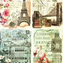 Încărcați imaginea în Galerie, Hartie de Orez A4 pentru Tehnica Decoupage de Servetel Hobby Craft Handmade Carti Postale Orase A4 paris Londra