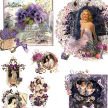 Încărcați imaginea în Galerie, Hartie de Orez A4 pentru Tehnica Decoupage de Servetel Hobby Craft Handmade Colaj Mov Vintage Ladies A4