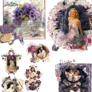 Hartie de Orez A4 pentru Tehnica Decoupage de Servetel Hobby Craft Handmade Colaj Mov Vintage Ladies A4