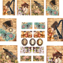 Încărcați imaginea în Galerie, Hartie de Orez A4 pentru Tehnica Decoupage de Servetel Hobby Craft Handmade Muzica Vintage Partitura de Flori A4 stil retro