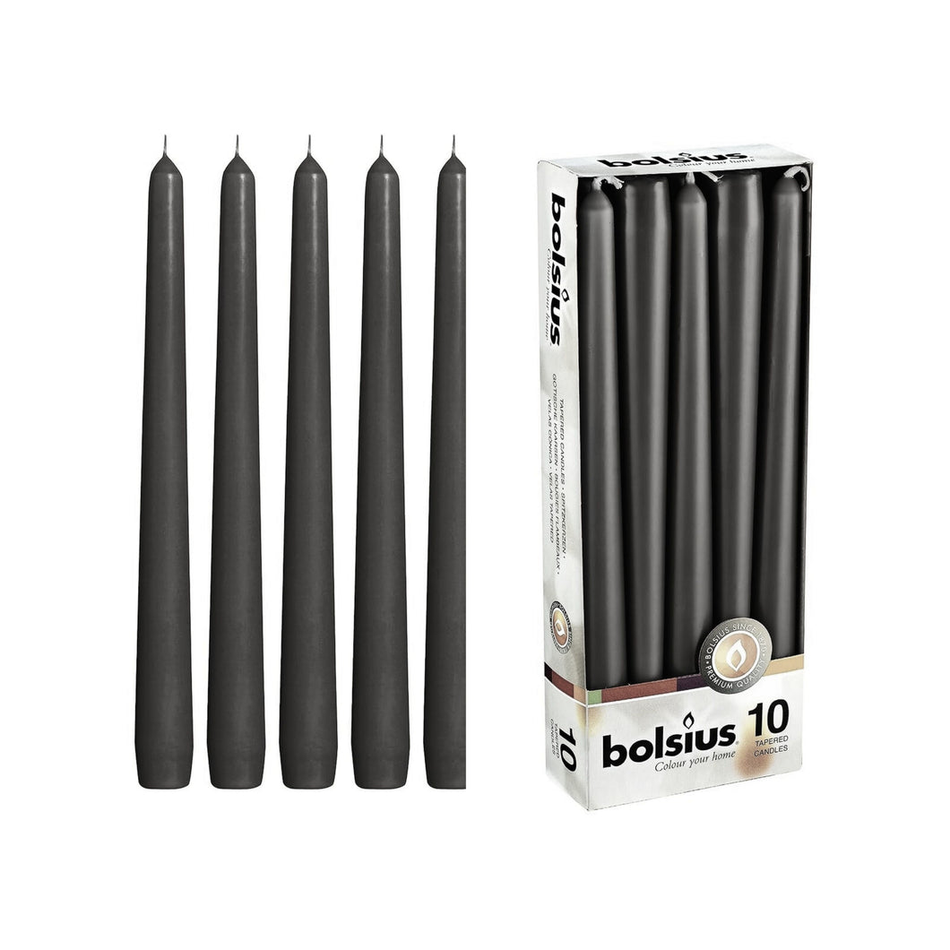 Lumanari Conice Set Negru-Black Negre Mat 10 Bucati Candles Bolsius