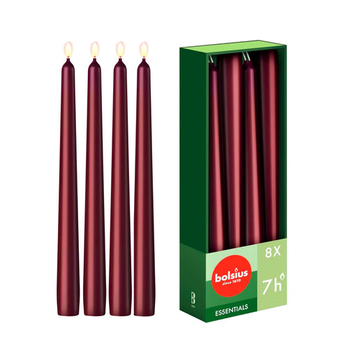 Lumanari Conice Visiniu Burgundy Mat Set de 4 Bucati Candles Bolsius