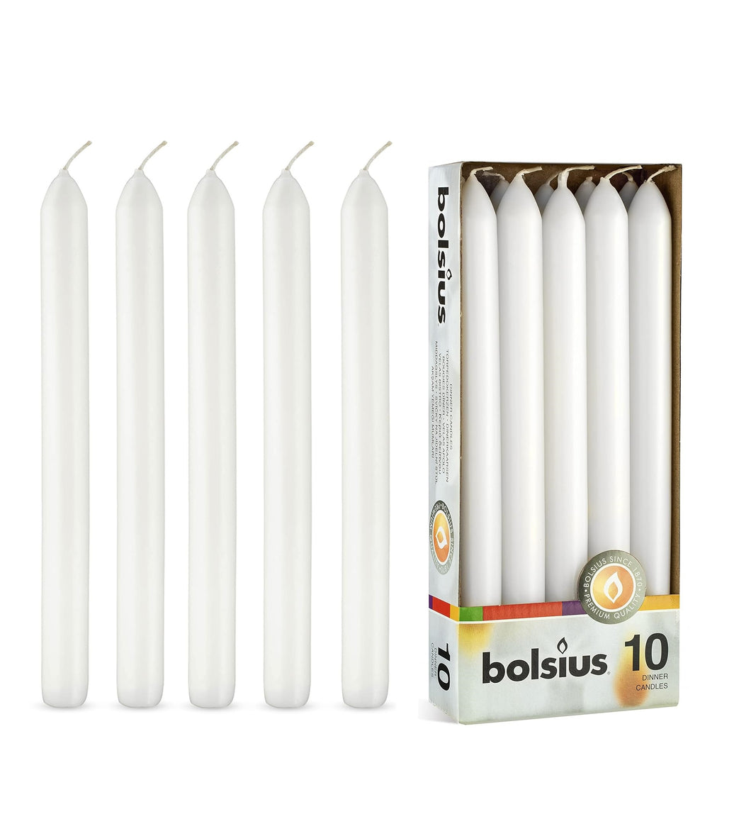 Lumanari Cilindrice Albe Mate Set de 10 Bucati Candles Nunta Botez Evenimente