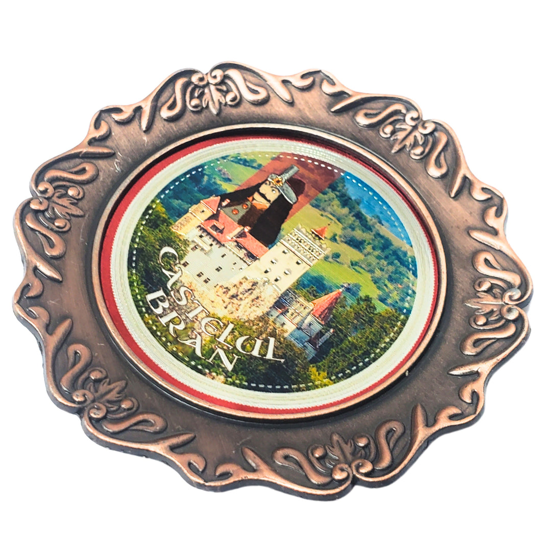 Magnet Decorativ de Frigider Farfurie Castelul Bran Romania Suvenir Vlad Tepes Dracula