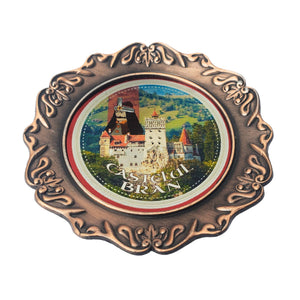 Magnet Decorativ de Frigider Farfurie Castelul Bran Romania Suvenir Vlad Tepes Dracula