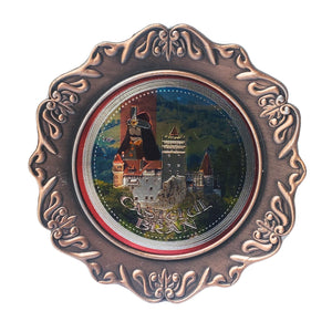 Magnet Decorativ de Frigider Farfurie Castelul Bran Romania Suvenir Vlad Tepes Dracula