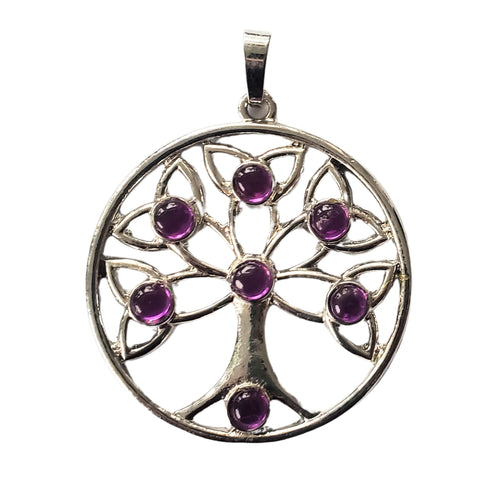 Pandantiv din Pietre Semipretioase Copacul Vietii Lotus Tree of Life Ametist Mov Purple Cabochon