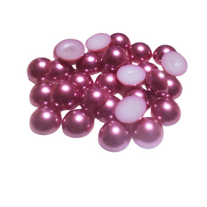 Perle Decorative Jumatati Margele de Lipit Cabochon Roz Fume Mov  12 mm Diametru Set de 50 buc