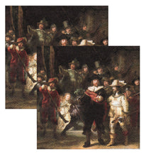 Încărcați imaginea în Galerie, Servetele Vintage Roccoco Pictura Rembrandt Hunting 33x33 cm Set 10 buc