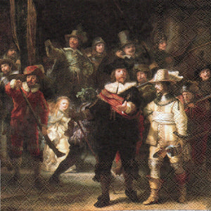 Servetele Vintage Roccoco Pictura Rembrandt Hunting 33x33 cm Set 10 buc