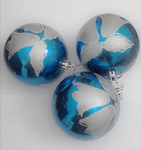 Globuri de Craciun Uniculoare Albastru-Argintiu Ornament Brad Pom 8.00 cm