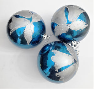 Globuri de Craciun Uniculoare Albastru-Argintiu Ornament Brad Pom 8.00 cm