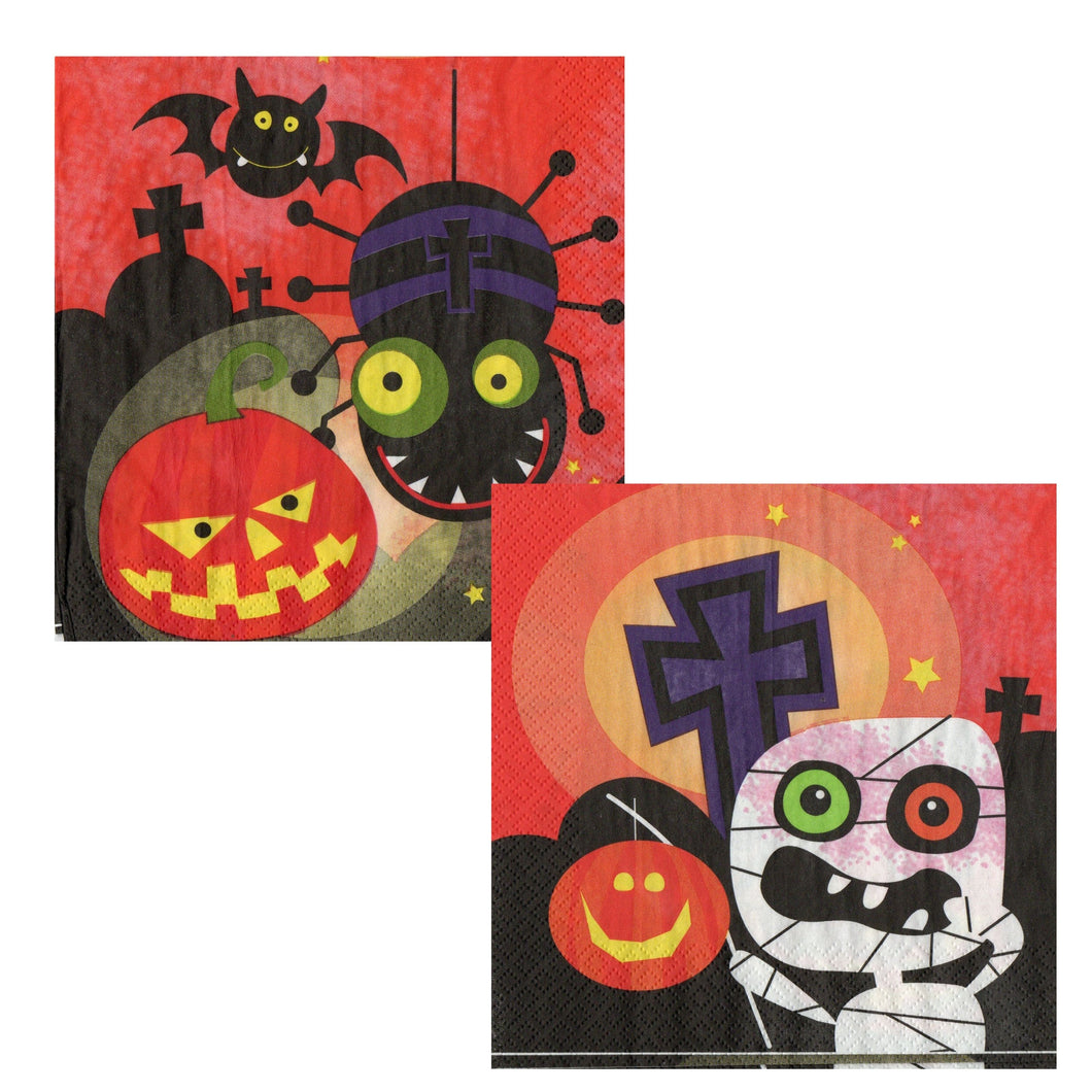 Servetele Decorative de Masa de Halloween Pachet 20 Buc Panze si Paianjeni Animalute Distractive Scary 33x33 cm