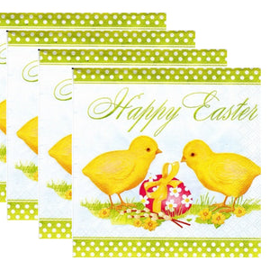 Servetele Decorative de Masa din Hartie Model cu Paste Pachet 10 Buc Puiuti langa Oul meu de Paste 33x33 cm Happy Easter