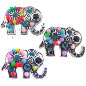 Brosa Martisor Elefant cu Margele Multicolore din Metal Cadou Doamne