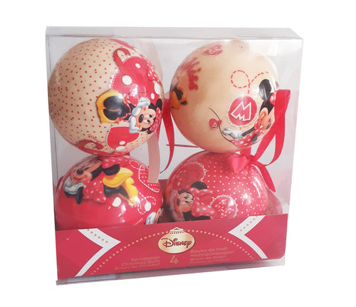 Globuri de Craciun pentru Brad Pom Set 4 buc Disney Rosie Minnie Mouse Cadou Fetite Copii