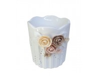 Suport Lampa Aromoterapie Portelan cu Trandafiri ARM-0001